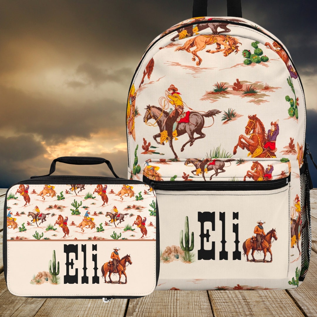Western Backpack, Western Lunchbox, Cowboy Backpack, Cowboy Lunchbox