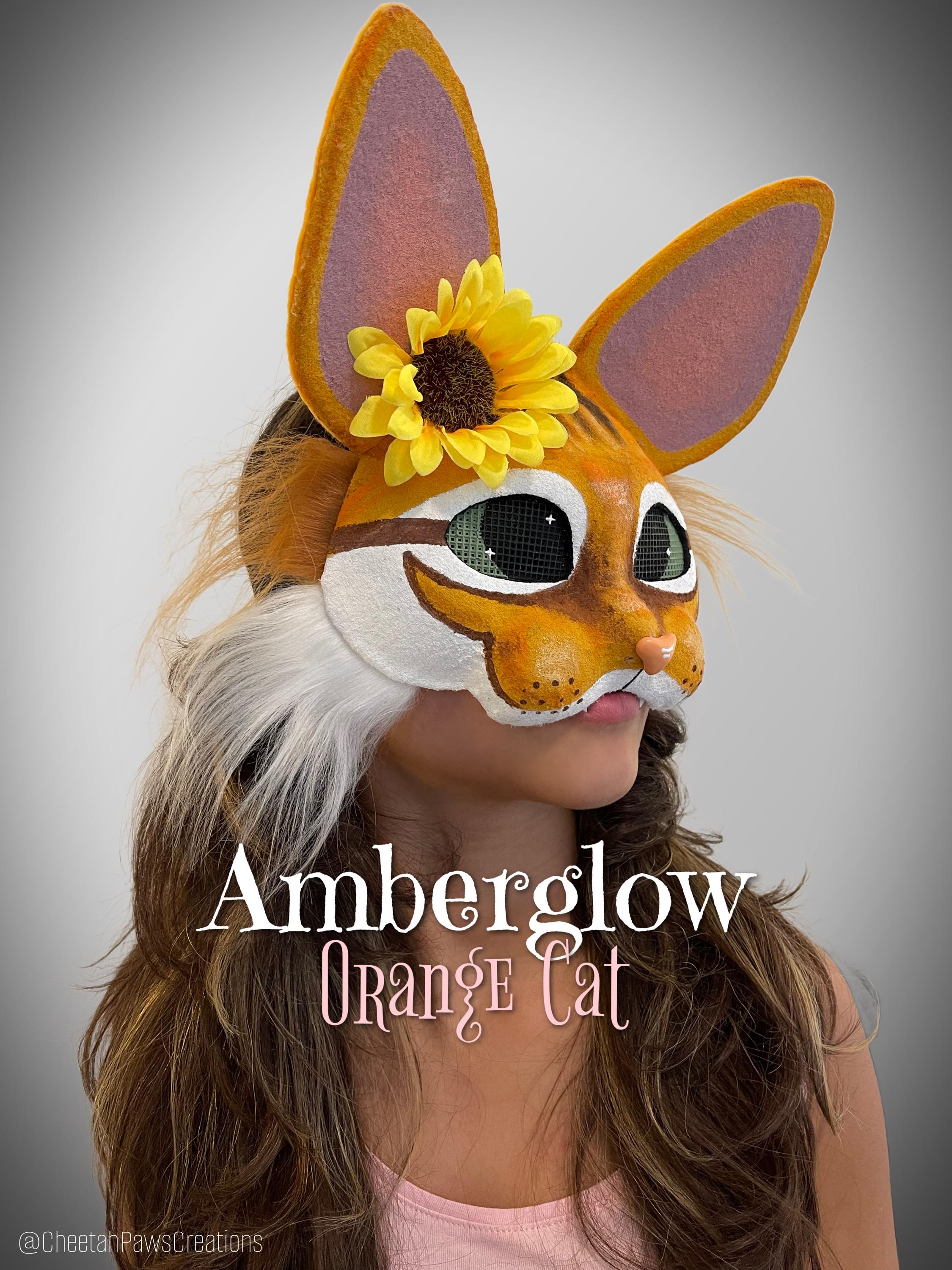 Amberglow - Orange Cat Therian Mask | Handmade by Cheetahpaws
