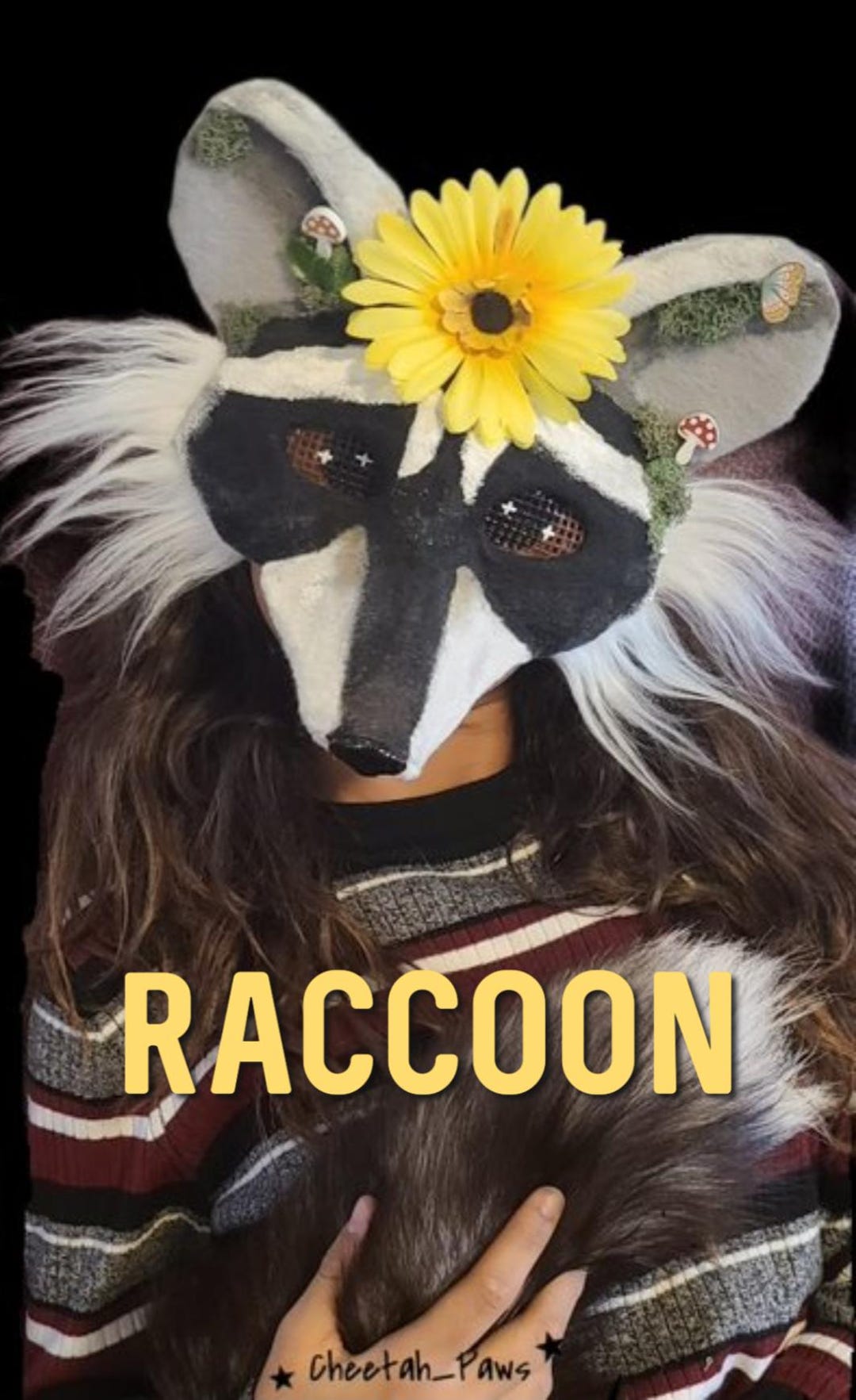 Raccoon Therian Mask | Handmade, Cosplay, Comfy Fit, Fully Lined Inside ...