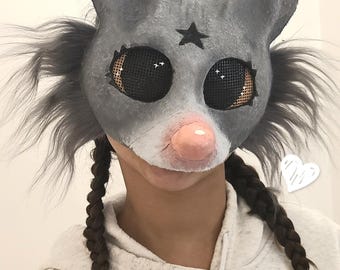Therian &quot;Gray Mouse&quot; mask | One-of-a-kind | Cosplay | Quadrobics | Handmade | Kids Animal Mask