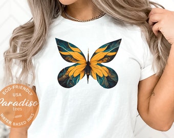 Cottagecore Butterfly T-Shirt, Woman's Gift Shirt, Unique Butterfly T-Shirt, Butterfly Colored Shirt, Love Nature Gift, Romantic Butterfly