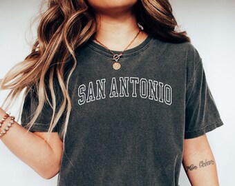 SAN ANTONIO Shirt, COMFORT Colors Tshirt, San Antonio Holidays, Honeymoon, San Antonio Bachelorette Tee, Girl's Trip, Oversized College Tee.