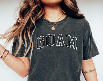 GUAM Shirt, Guam T-shirt, Oversized College Shirt, COMFORT COLORS T-shirt, Pacific Ocean Holidays, Guam Honeymoon, Guam Bachelorette Tee.