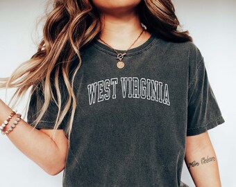 WEST VIRGINIA Shirt, COMFORT Colors T-shirt, West Virginia Holidays, Girl's Trip, West Virginia Travel Gifts, Oversized College Shirt.