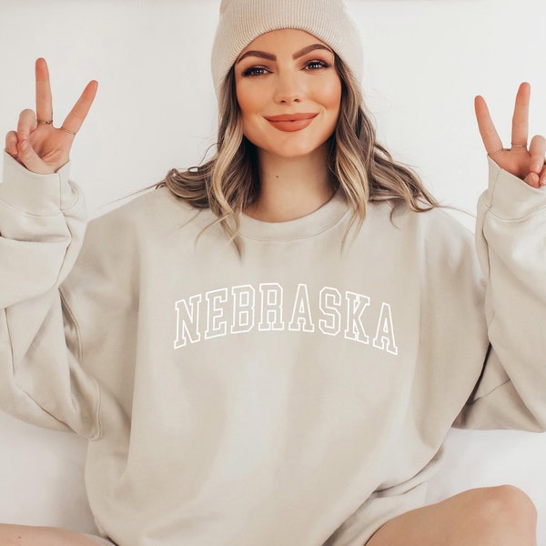 NEBRASKA Sweatshirt, Nebraska Shirt, Nebraska Gift, Nebraska Sweater, Nebraska Souvenir, Nebraska Girls Trip, Bachelorette, Premium Crewneck