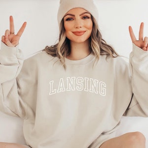 LANSING Sweatshirt, Lansing Shirt, Lansing Gift, Lansing Sweater, Lansing Souvenirs, Lansing Holidays, Lansing Honeymoon, Premium Crewneck