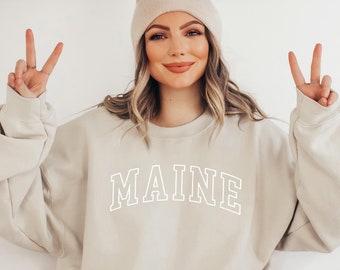 MAINE Sweatshirt, Maine Shirt, Maine Gift, Maine Staete Sweater, Maine Souvenirs, Maine Girls Trip, Maine Bachelorette, Premium Crewneck