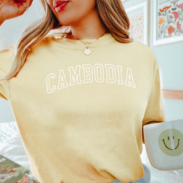 CAMBODIA Shirt COMFORT COLORS T-shirt, Bachelorette Tee, Cambodia Trip Shirt, Cambodia Gifts, Oversized College Shirt, Cambodia T-shirt.