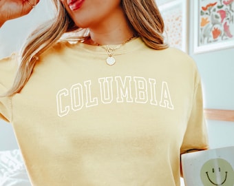 COLUMBIA Shirt COMFORT COLORS T-shirt, Columbia Gifts, Columbia Trip Shirt, Columbia T-shirt, Oversized College Shirt, Bachelorette Tee.