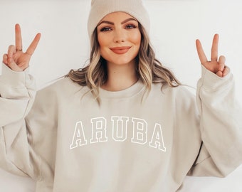 ARUBA Sweatshirt, Aruba Shirt, Aruba Gift, Aruba Sweater, Caribbean Sea Souvenirs, Aruba Girls Trip, Aruba Bachelorette, Premium Crewneck