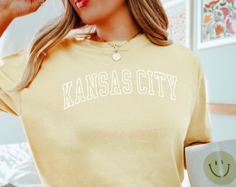 KANSAS CITY Shirt, COMFORT Colors T-shirt, Kansas City Gift, Kansas City Bachelorette Tee, Kansas City Girl's Trip, Oversized College Shirt.