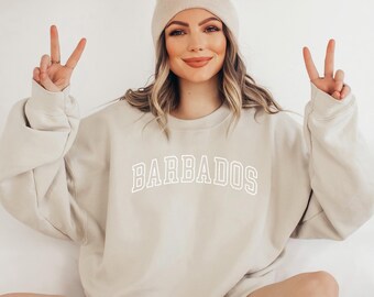 BARBADOS Sweatshirt, Barbados Shirt, Caribbean Gift, Barbados Sweater, Souvenir, Barbados Girls Trip, Barbados Honeymoon, Premium Crewneck