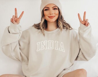 INDIA Sweatshirt, India Shirt, India Gift, India Sweater, India Souvenirs, India Girls Trip, India Bachelorette, Premium Crewneck, College