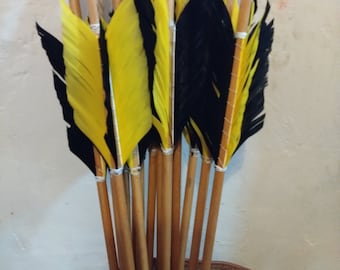 Made to Order, Viking/Saxon Re-enactment Arrows - Set of 3 - Choice of wood for shafts and choice of fletching colours available