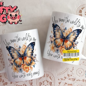 Conception de tasse drôle de fête des mères 11 oz, emballage de tasse de sublimation, cadeau, cadeau personnalisé pour maman, cadeau de fête des mères, emballage de tasse de PNG, emballage de tasse de papillon