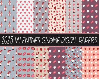 Gnome / Gonk Valentines February Love Digital Papers MEGA Bundle, 30 IMMAGINI, album 2023, sfondo, sublimazione e artigianato