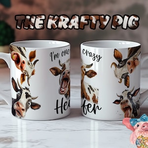 Taza divertida "ONE CRAZY HEIFER", Envoltura de taza de sublimación de 11 oz, Diseño de taza personalizado, Regalo personalizado, Taza de café, Taza divertida, Taza de vaca, Envoltura de taza de vaca
