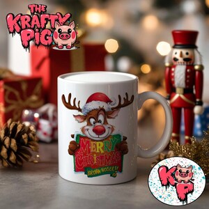 Emballage de tasse secret père Noël « BROWN NOSER », emballage de tasse sublimation 11 oz, tasse de Noël, cadeau secret du père Noël, tasse PNG, tasse adulte, tasse de bureau, collègue.