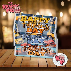 3 Vatertags-Schokoriegel-Wrapper, LKW, Gabelheben, personalisierte Schokoladentafel, Candy Bar Wrapper, PNG, Geschenk für Papa, Vatertagsgeschenk