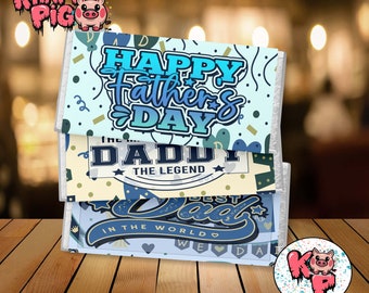 3 FATHER&#39;S DAY Chocolate bar Wrappers, Personalized Chocolate Bar, Candy Bar wrapper, PNG, Gift for Dad, Fathers Day Gift, Gifts for Daddy.