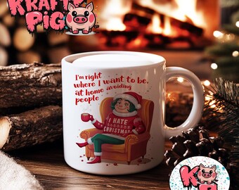 Funny Christmas Mug Wrap: Avoiding People PNG (Digital Download)