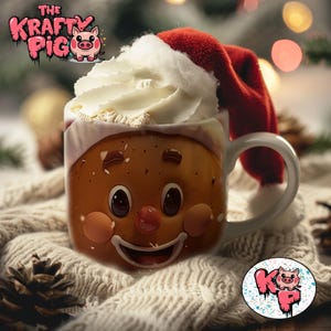 LEBKUCHEN Becher Design, Sublimationstasse 11 Unzen Tassenverpackung, PNG Tassenverpackung, Heiße Schokoladentasse, Weihnachtstasse, Weihnachtstasse, Tassenverpackung, Festliche Tasse, Digital.
