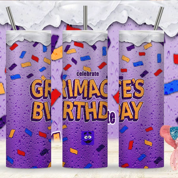 Limited Edition happy birthday "GRIMACE SHAKE"  Digital Tumbler Sublimation Design, Unique Custom digital 20oz Skinny Tumbler Wrap Design