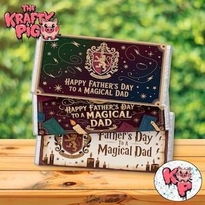 3x Magical Father’s Day Chocolate Bar Wrappers – Wizard Theme Printable –  Instant Download for Dad Gift. 100g uk chocolate wrapper