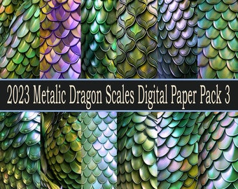 Metallic Green Dragon Scales Skin Mythical Gothic Digital Papers / Backgrounds / Crafts ,scrapbook, sublimation, clipart,  2023 set of 12!