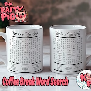 Coffee Break WORD SEARCH Diseño de taza de 11 oz, Envoltura de taza de sublimación, Taza de café, PNG, envoltura de taza, Taza de oficina, Taza de rompecabezas, Taza de ansiedad, Alivio del estrés
