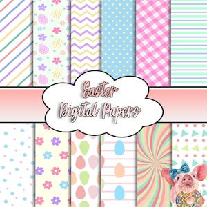Pâques arc-en-ciel Floral Fantasy Eggs Spring Digital Paper Papier de scrapbooking, paquet de papier numérique, scrapbooking numérique, papiers imprimables