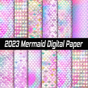 MEERJUNGFRAU Glitzer/Schuppen/Fantasy/Unterwasser Digital Paper Bundle Scrapbook Papier, digitales Papier Pack, digitales Scrapbook, bedruckbares Papier