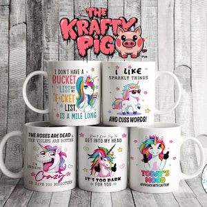 5 Envoltura de taza de UNICORNIO arcoíris para ADULTOS, Envoltura de taza de sublimación de 11 oz, Taza personalizada, Taza de café, Taza de unicornio, Taza de humor para adultos, Taza divertida, Envoltura de taza PNG.