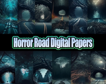 Gothic Horror Road Digital Paper Bundle: Dark Fantasy Backgrounds (Digital Download)