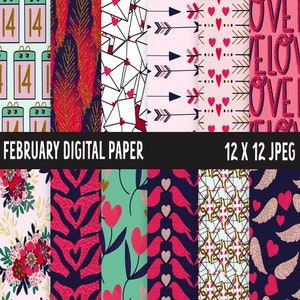 Saint-Valentin février LOVE conceptions de papiers numériques. Album 2024 / cartes de voeux / arrière-plans / sublimation et plus encore !