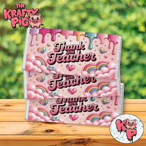 Glam Teacher Chocolate Wrapper | P. Louise Style Printable | Pink Thank You Teacher Gift | End of Term | Instant Download