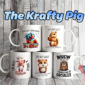 Juego de 5 tazas divertidas de 11 oz para amantes de los animales, diseño de sublimación, personalizadas, diseño de etiqueta de taza, paquete de tazas de regalo personalizadas, únicas, cita inspiradora VOL4