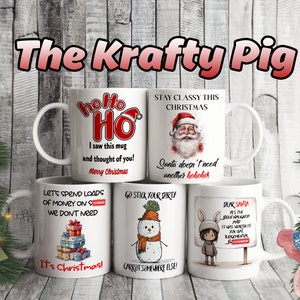 Conjunto de 5 designs de canecas de 11 onças "Natal impertinente" para adultos, etiqueta de caneca digital personalizada por sublimação, pacote de presente personalizado, humor adulto! 18+