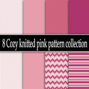 Pink Gemütliche Strukturierte Strickmuster Digitale Papiere Scrapbook Papier, digitaler Papiersatz, digitales Scrapbook, bedruckbares Papier