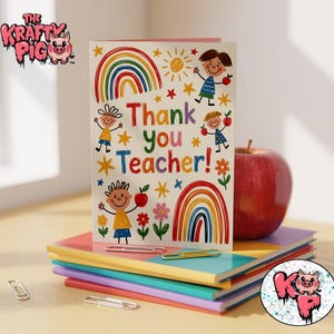 Printable Teacher Thank You Card | &quot;Thank You for Helping Me Shine&quot; | Cute Rainbow Sun Design | Instant Download | End of Term Gift