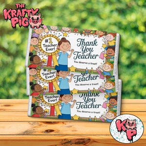 Thank You Teacher Chocolate Bar Wrapper | Printable End of School Gift from Kids | Instant Download