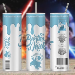 BANTHA BLUE MILK Movie geïnspireerde ruimte, ster, melkweg, oorlogen Tumbler, sublimatie beker wrap, 20oz magere beker, png wrap, digitaal ontwerp