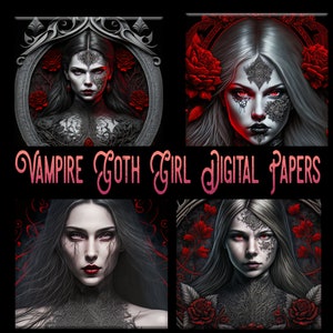 GOTHIC SEXY VAMPIRE Portrait Design Papiere, Sublimation, dunkel Digital, Craft, Mythisch, Sexy, Hintergründe, Becher, Tassen, Bündel.