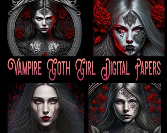 GOTHIC SEXY VAMPIRE Portrait Design Papiere, Sublimation, Dark Digital, Handwerk, Mythisch, Sexy, Hintergründe, Tumbler, Tassen, Bundle.