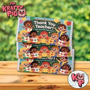 Thank You Teacher Chocolate Bar Wrapper | Printable End of School Gift from Kids | Instant Download