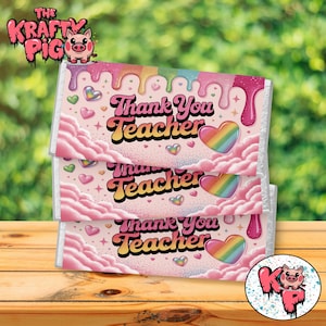 Glam Teacher Chocolate Wrapper | P. Louise Style Printable | Pink Thank You Teacher Gift | End of Term | Instant Download