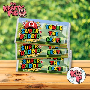 SUPER DADDIO Schokoladentafel Wrapper, Feier Geschenk, personalisierte Schokoladentafel, Candy Bar Wrapper, PNG, Geschenk für Papa, digitales Design, Geschenk.