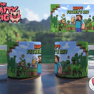 Gamer Pixel Mug Wrap, Sublimations 11 Unzen Becher Design, Kaffeetasse, PNG Wrap, individuelles Geschenk, Vatertagsgeschenk, Mine Craft, Geschenk für Papa, Papa Becher