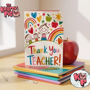 Printable Teacher Thank You Card | &quot;Thank You for Helping Me Shine&quot; | Cute Rainbow Sun Design | Instant Download | End of Term Gift