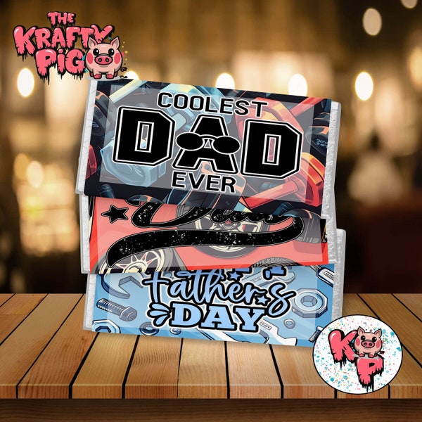 3 FATHER'S DAY Chocolate bar Wrappers, Cars, Weights, Personalized Chocolate Bar, Candy Bar wrapper, PNG, Gift for Dad, Fathers Day Gift.